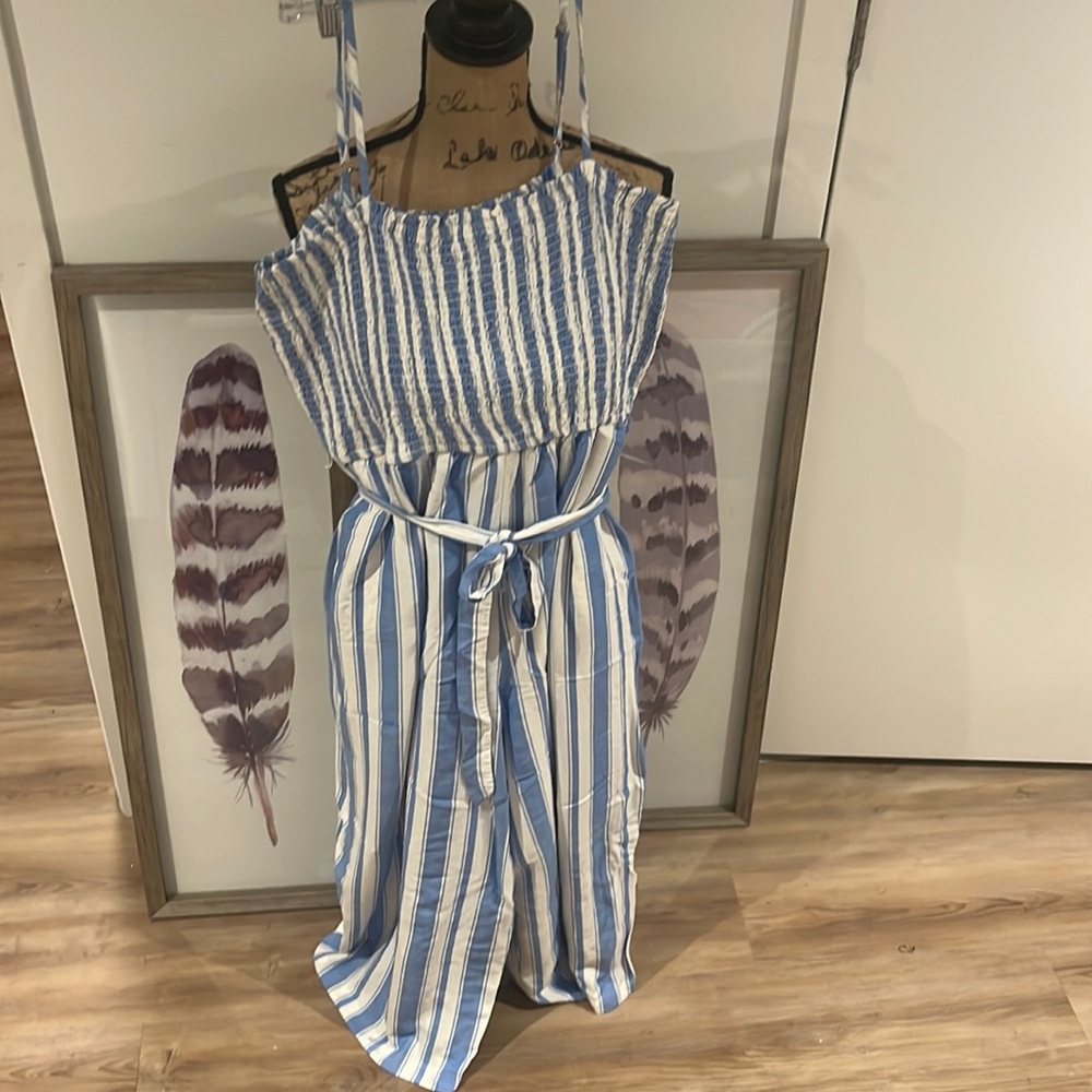LOFT stripped jumpsuit